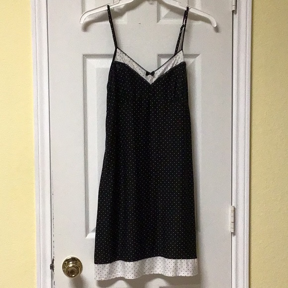 BLACK POLKADOT SPAGHETTI STRAP NIGHTY LG - Picture 4 of 8